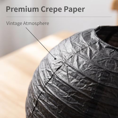 Black Paper Lanterns - 16-Inch Decorative Ball Lanterns for Weddings & Parties - 5 Pack