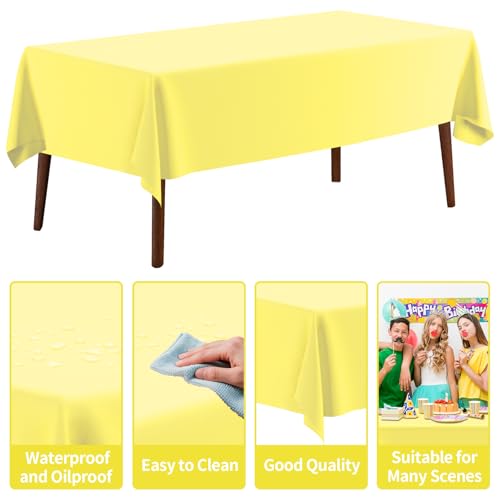 Light Yellow Plastic Table Cover Roll 54 Inch x 1200 Inch Disposable for Parties
