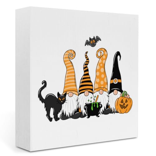 Rustic Fall Wooden Sign Decor - Gnome Pumpkin Halloween Home Office Bedroom Accent