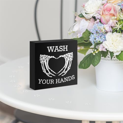 Gothic Bathroom Decor Wood Sign - Wash Your Hands - Witchy Restroom Sign