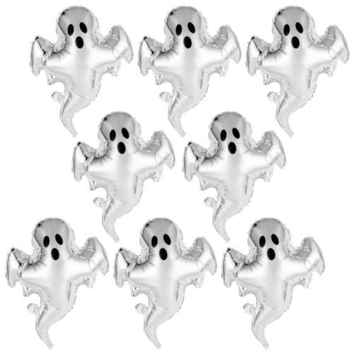 8Pcs Halloween Ghost Foil Balloons - Spooky Ghost-Shaped Party Decor