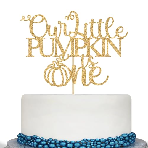 First Birthday Cake Topper Gold Glitter Pumpkin 1st Birthday Party Decor