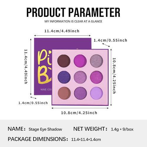Hxssll 9-Color Purple Eyeshadow Palette - Matte, Shimmer & Glitter—Variation 02