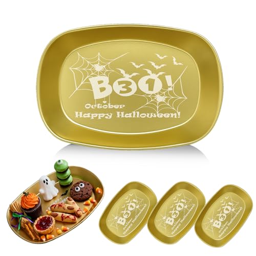 Halloween Candy Dish Set - BOO Spider 3 Pack Serving Trays for Trick-or-Treat