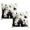 Halloween Dead Tree Haunted House Throw Pillow Covers 18x18 Inch - Pack of 2, White