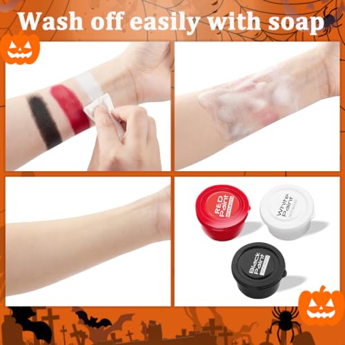 White, Black & Red Face & Body Paint Kit for Halloween & Special Effects