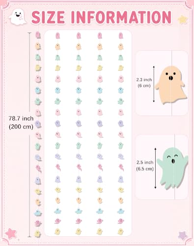 Pastel Ghost Halloween Garland Set - 4 Pre-Sewn Festive Decorations