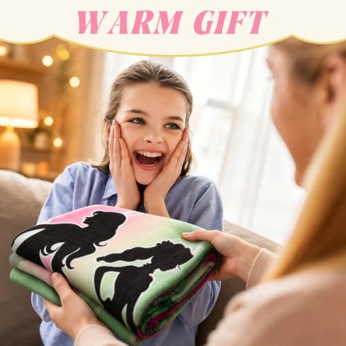 Pink & Green Witch Book Throw Blanket for Girls - Cozy 50x60 Inch Flannel Design