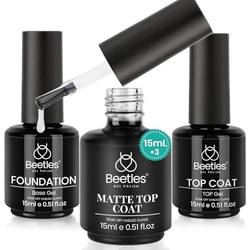 Beetles Matte Gel Top Coat & Base Set - K-Clear-3, 3x15ml Nail Polish
