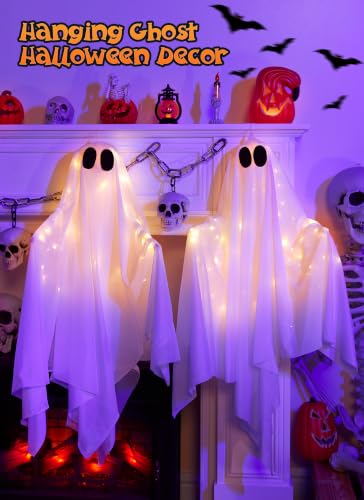 Brightown Halloween Hanging Ghost Light with Interactive Sound & Warm White Variation