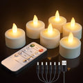 Rechargeable LED Tea Lights with Remote Control - Flickering Flameless Candles 6-Pack Yellow