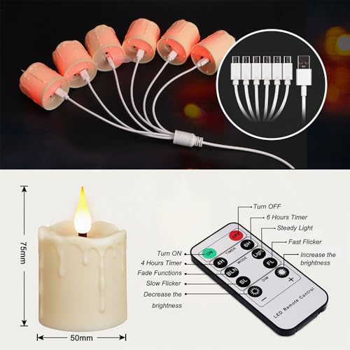 Rechargeable Flameless Tea Lights Candles with Remote & Timer - 6 Pack