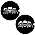 Gothic Car Coasters Set of 2 - Horror Skull Auto Accessories, Variation: Gothic