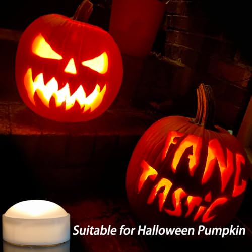 6PCS White Halloween Pumpkin LED Candles with Timer & Remote - Battery Operated