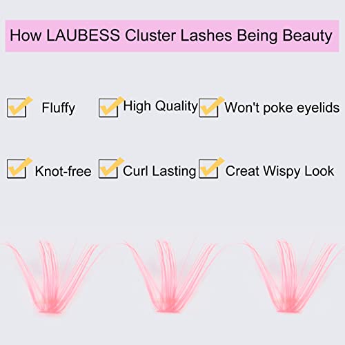 Colored Eyelash Clusters Pink 40D-0.07D Mix9-16 - Fluffy DIY False Lashes