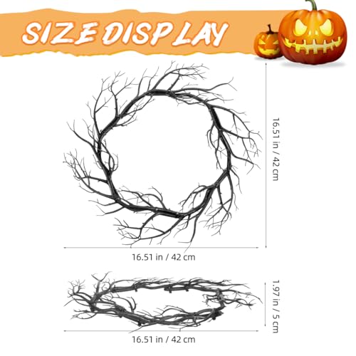 Halloween Door Wreath Fake Twig Garland Outdoor Decor Scary Front Door Accessory