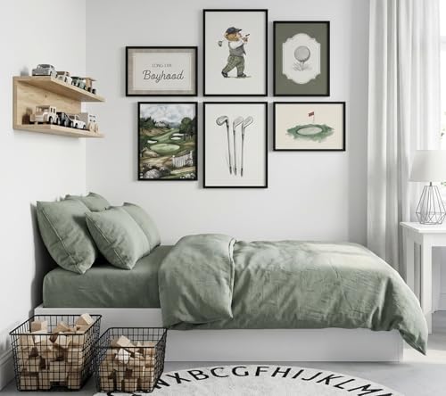 Golf Bear Nursery Wall Art Set - Vintage Baby Animal Sports Prints, 12x16in, Unframed - Variation: Golf Bear Poster 16L"x12W"