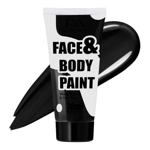 Black Face Paint 70ml - Professional Water-Based Full Coverage Makeup for Halloween & SFX