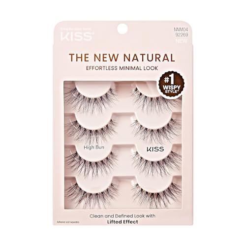 Natural False Eyelashes 4 Pairs - High Bun Style, 12mm, Reusable Cluster Lashes - Easy to Apply - Variation: High Bun