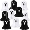 Halloween Ghost Decorations - 10 Black and White Honeycomb Hanging Decor