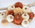 12-Piece Fall Pumpkin Decor Set - Felt Artificial Pumpkins for Autumn and Thanksgiving