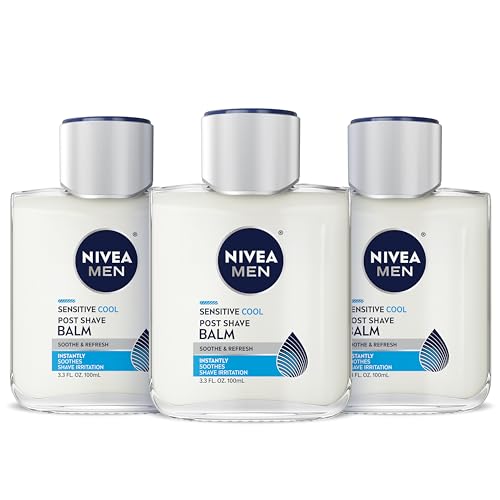 NIVEA MEN Sensitive Cool Post Shave Balm Pack of 3 - Soothing & Hydrating, Alcohol-Free