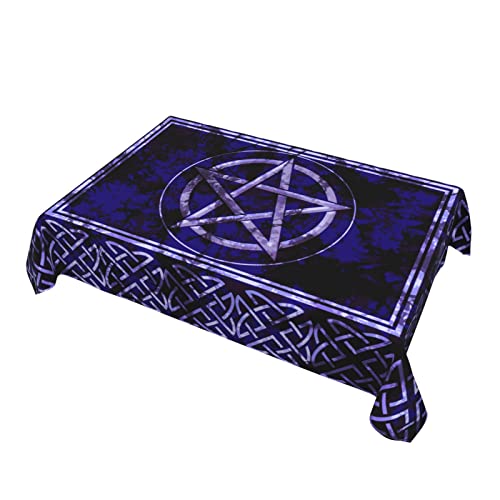 Wicca Pentagram Waterproof Picnic Tablecloth - 54x72 Inches, Black Variation