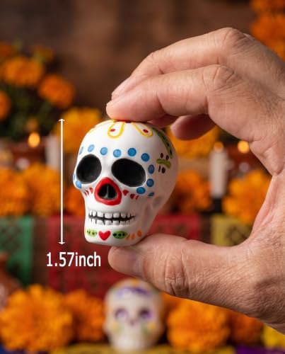Day of the Dead Sugar Skull Mini Figures for Altars - 12 Pack