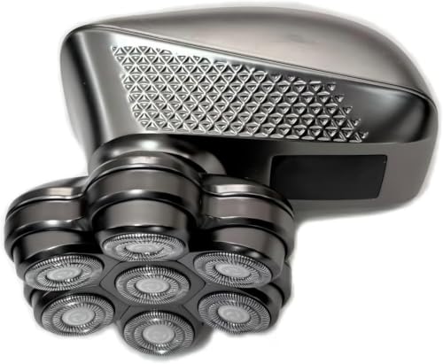 7D Rotary Bald Head Shaver for Men - Waterproof Electric Razor with LED Battery Display - Dark Silver