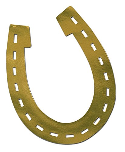 Western Party Decor Set - 24 Gold Horseshoe Cardboard Cutouts for Equestrian & Farm Events