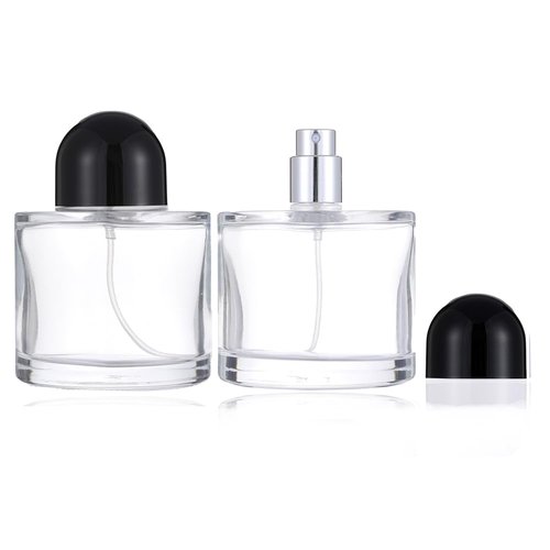 Enslz 100ML/3.4OZ Refillable Cosmetic Spray Bottle, Empty Glass Perfume Bottle with Spray Atomizer (Black, 100ml)