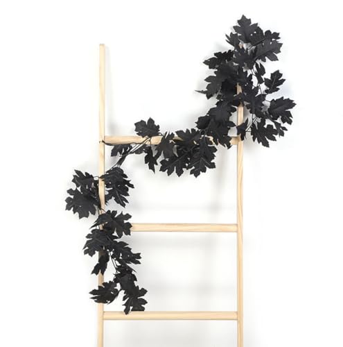 2 Pack Black Maple Leaf Garland Vines - Halloween & Autumn Decor, 11.4Ft