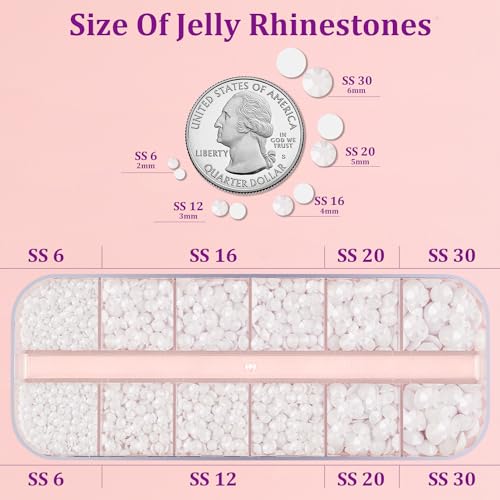 White Resin Jelly Rhinestones with Glue Set for Crafting - Small Pack + 10ml Adhesive