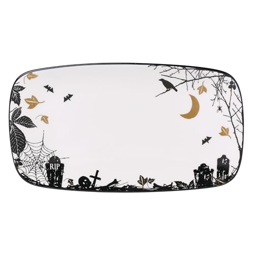 Halloween Hors D'oeuvres Serving Tray - Haunted Haunted Halloween Porcelain Plate - Variation of THIS listing