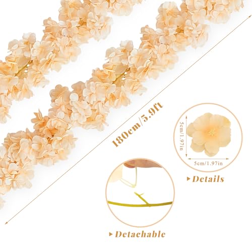 Champagne Cherry Blossom Garland Set - 2 Pieces, 11.8FT for Wedding & Party Decor