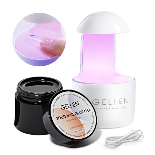 Solid Nail Glue Kit with 8G Glue and Mini UV/LED Lamp - Repositionable & Strong Hold