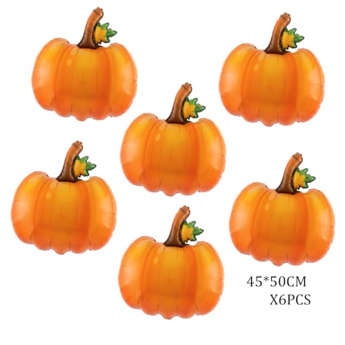 6pcs Fall Pumpkin Foil Balloons Thanksgiving Halloween Birthday Decorations