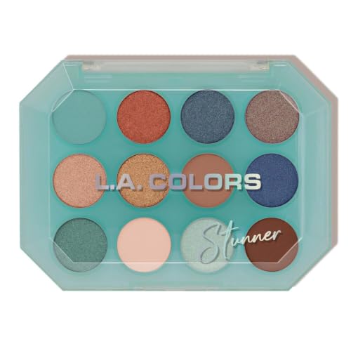 12-Color Eyeshadow Palette - Vibrant Matte & Shimmer Shades, Teal - Stunner Variation