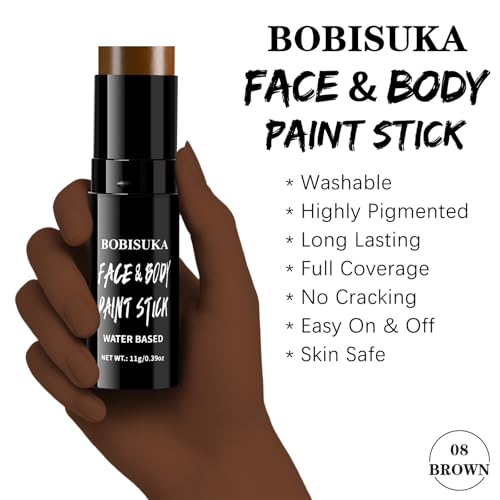 Brown Face Paint Stick - Full Coverage Washable Makeup for Halloween & Cosplay - BOBISUKA