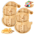 Christmas Snowman Charcuterie Board Set - Bamboo Cheese Platter Tray, 2-Piece