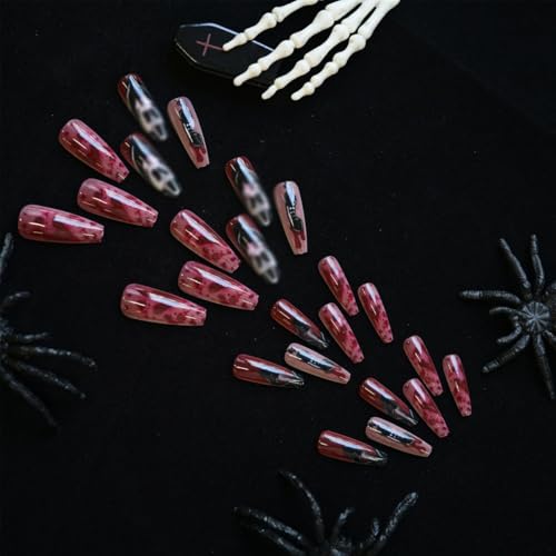 Halloween Press On Nails Long Square Fake Nails Horror Blood Ghost Design - Variation of THIS listing Hallowen / Style-28