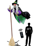 Outdoor Flying Witch Halloween Animatronics - 11.5 Ft Spooky Decor with Sound & Motion - Variation: Witch