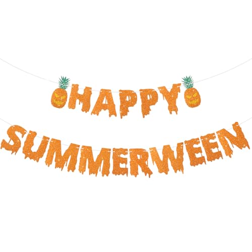 Glitter Summerween Banner - Pre-Strung Spooky Summer Party Decor