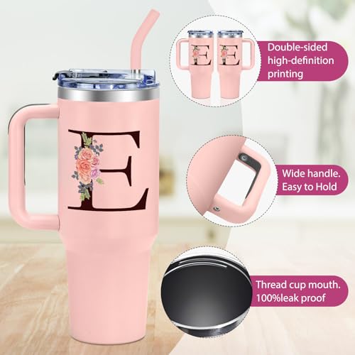 Pink 40oz Personalized Monogram Cup - Birthday Gift for Women & Mom