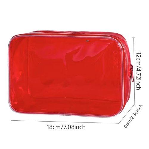 Neon TSA Approved Clear Toiletry Pouch, 7"x2.3"x4.7" Size, PVC Travel Makeup Bags for Toiletries, Transparent Cosmetic Bag for Women and Men Small (Hot Pink 5PCS)