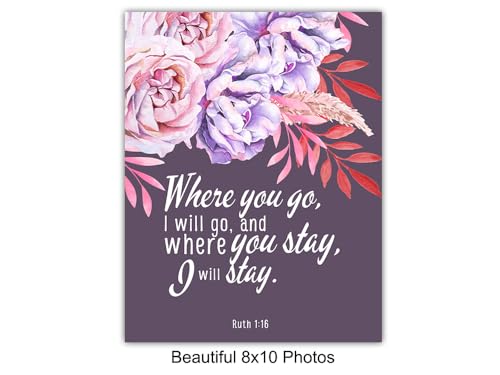 Christian Wall Art Set - Inspirational Bible Verse Quotes for Home & Office Decor - Unframed Prints