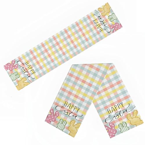 Easter Bunny Table Runner – Happy Easter Bunny Design, 13 x 72 Inches, Spring Kitchen Decor