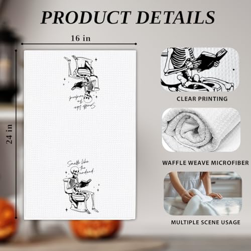 Funny Halloween Hand Towels with Skull Design - Gothic Bathroom Decor, 16x30 Inches - Color 16