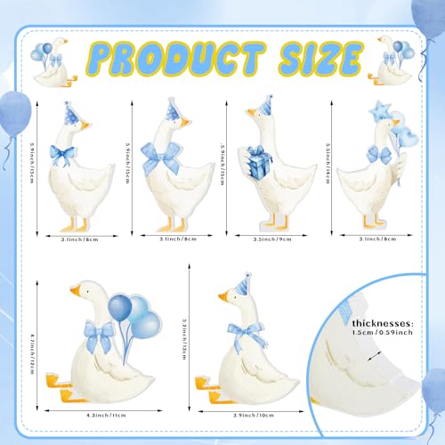Blue Silly Goose Birthday Party Decorations - 6 Wooden Table Centerpieces for 1st Birthday
