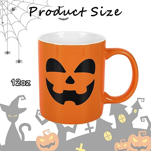 Halloween Ceramic Mug Set - 4 Pack 12oz Pumpkin Cat Ghost Monster Coffee Cups